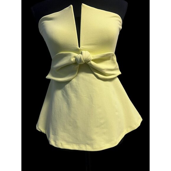 Susana Monaco Strapless Bow Front Top Lemon Yellow, BABY DOLL, SM - Picture 6 of 15